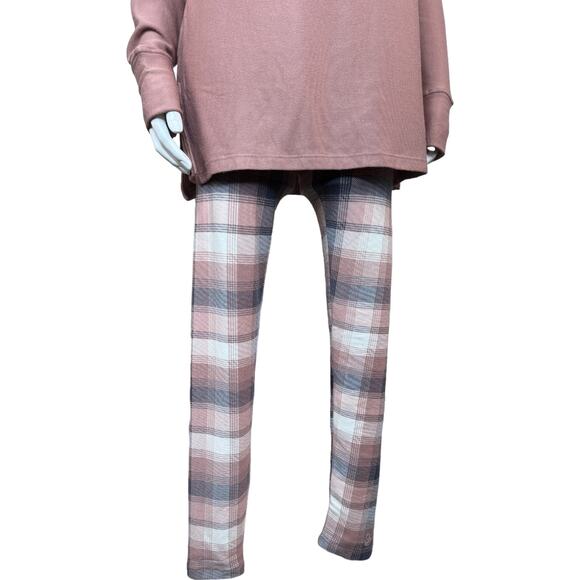 Cuddl Duds Cozy Jersey Fleece Mock Neck Printed Set Pink/Ombre Plaid Small - Picture 3 of 14